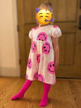 Lola + The Boys Pinkie Happy Emoji Sequin Dress Size 6
